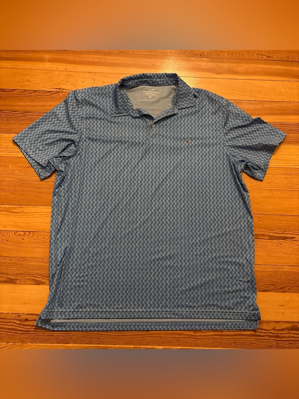 Vineyard Vines Polo Shirt Mens Blue Shark Print Sankaty Performance Golf XXL